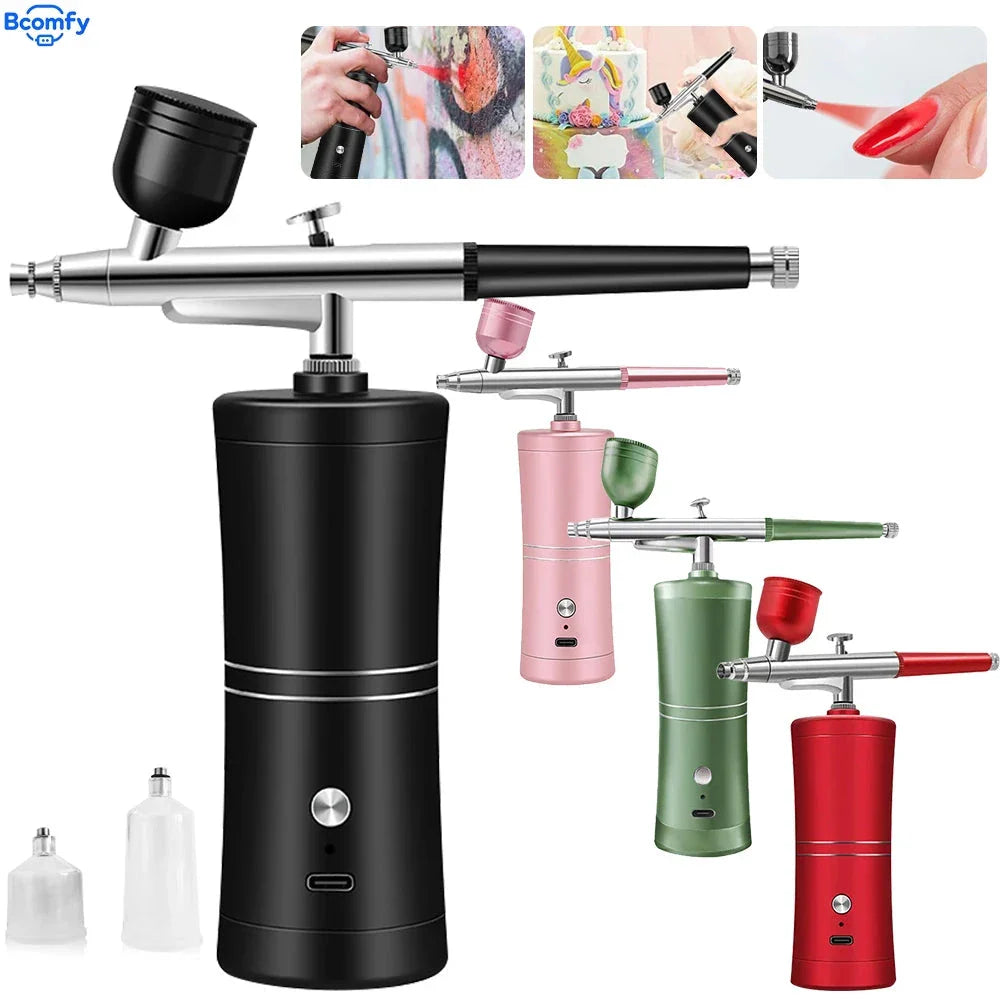 Portable Cordless Airbrush with Compressor - For Nail Art, Cake Painting, and Crafts