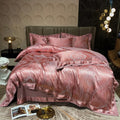 Soft Satin Jacquard Cotton Bedding Set, Luxury Duvet Cover, Blue, Gold, Gray, Queen, King Bed Sheet, Pillowcases, Home Textiles
