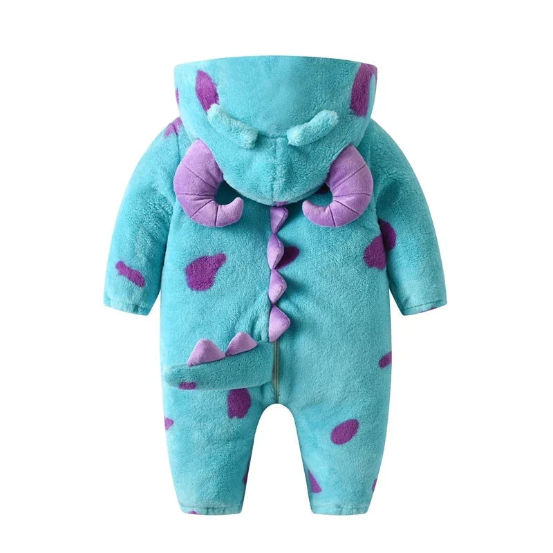 Baby Horn Hooded Fleece Jumpsuit Snowsuit – Warm Winter Outwear for Boys and Girls