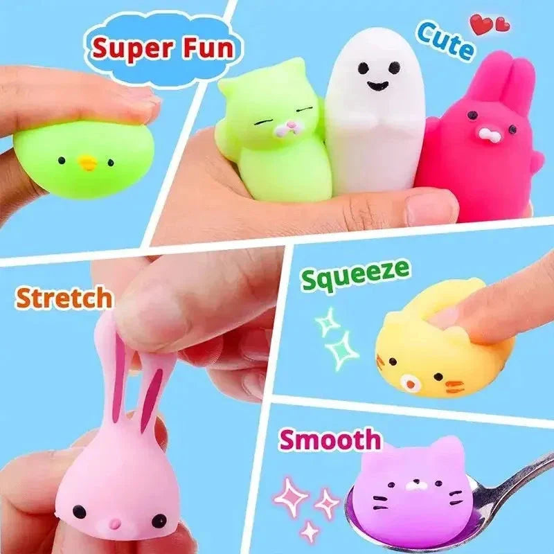 20PCS Cute Animal Squishy Toys – Soft Rubber Stress Relief Gifts