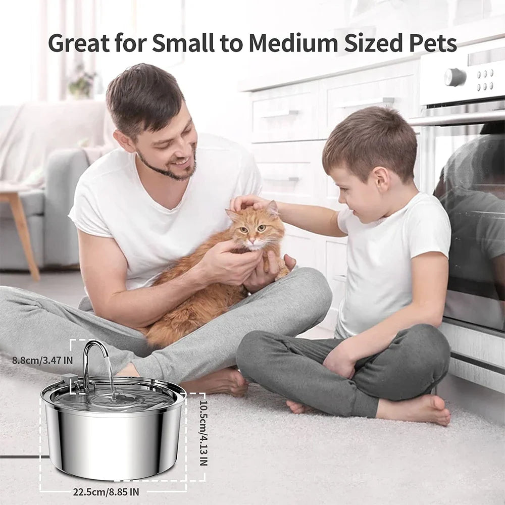 7L Large Capacity Stainless Steel Cat Water Fountain Dog Pet Automatic Water Feeder