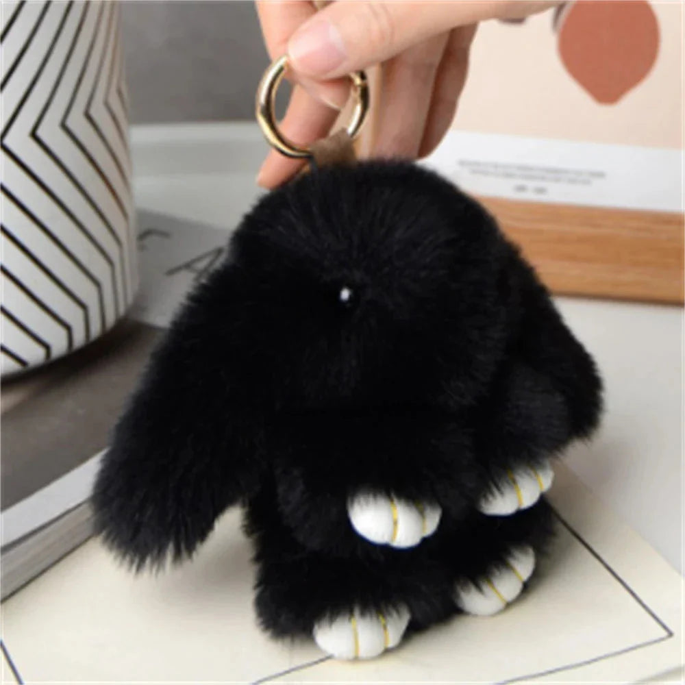 15cm Rabbit Fur Keychain – Cute Bag & Car Pendant Accessory for Women