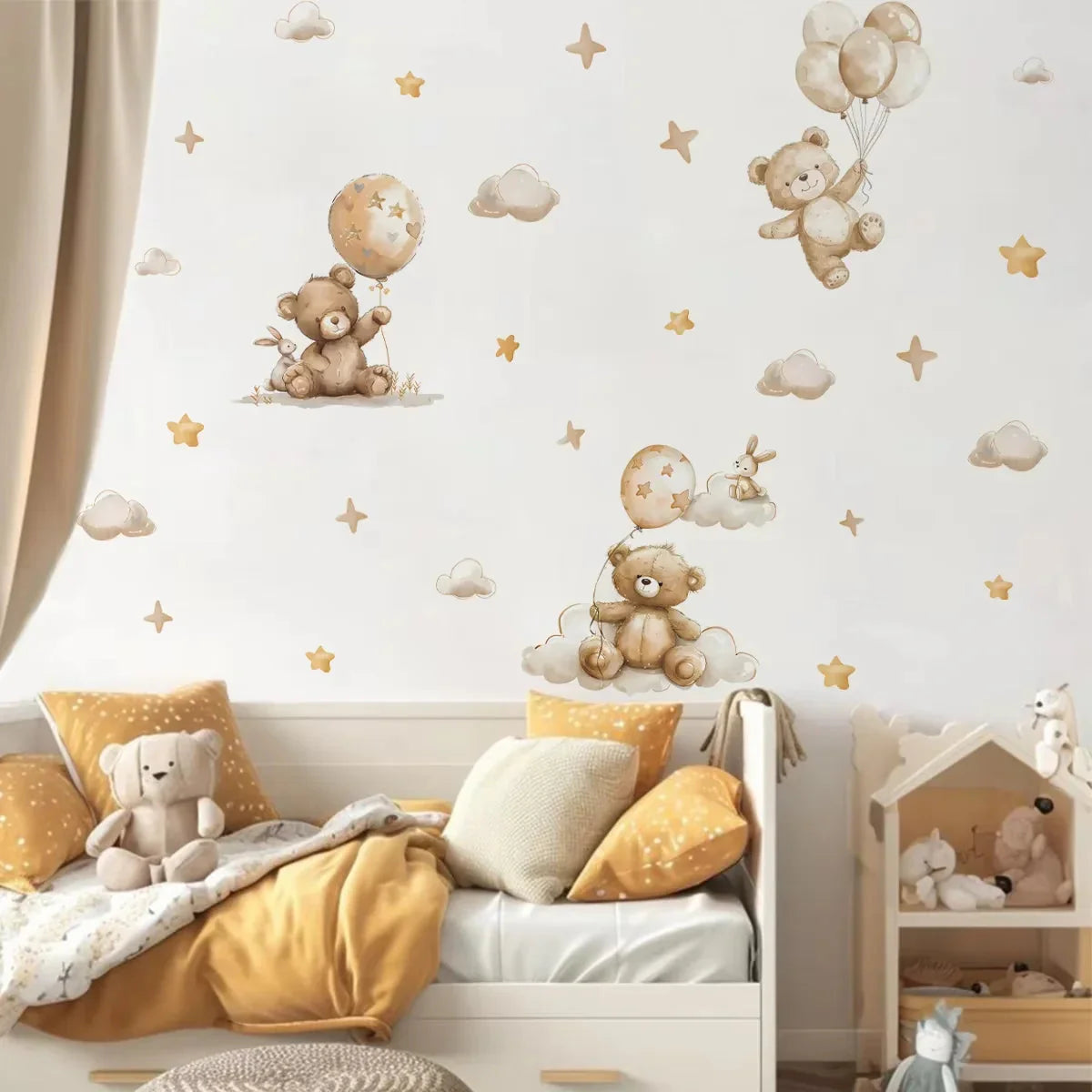Pink Cartoon Bear Wall Stickers for Kids & Nursery Room Decor