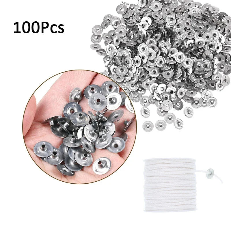 120Pcs Waxed Cotton Candle Wicks with Metal Stand – Smokeless Pre-Waxed Wick Set for DIY Candle Making, Soy & Paraffin Wax Supplies