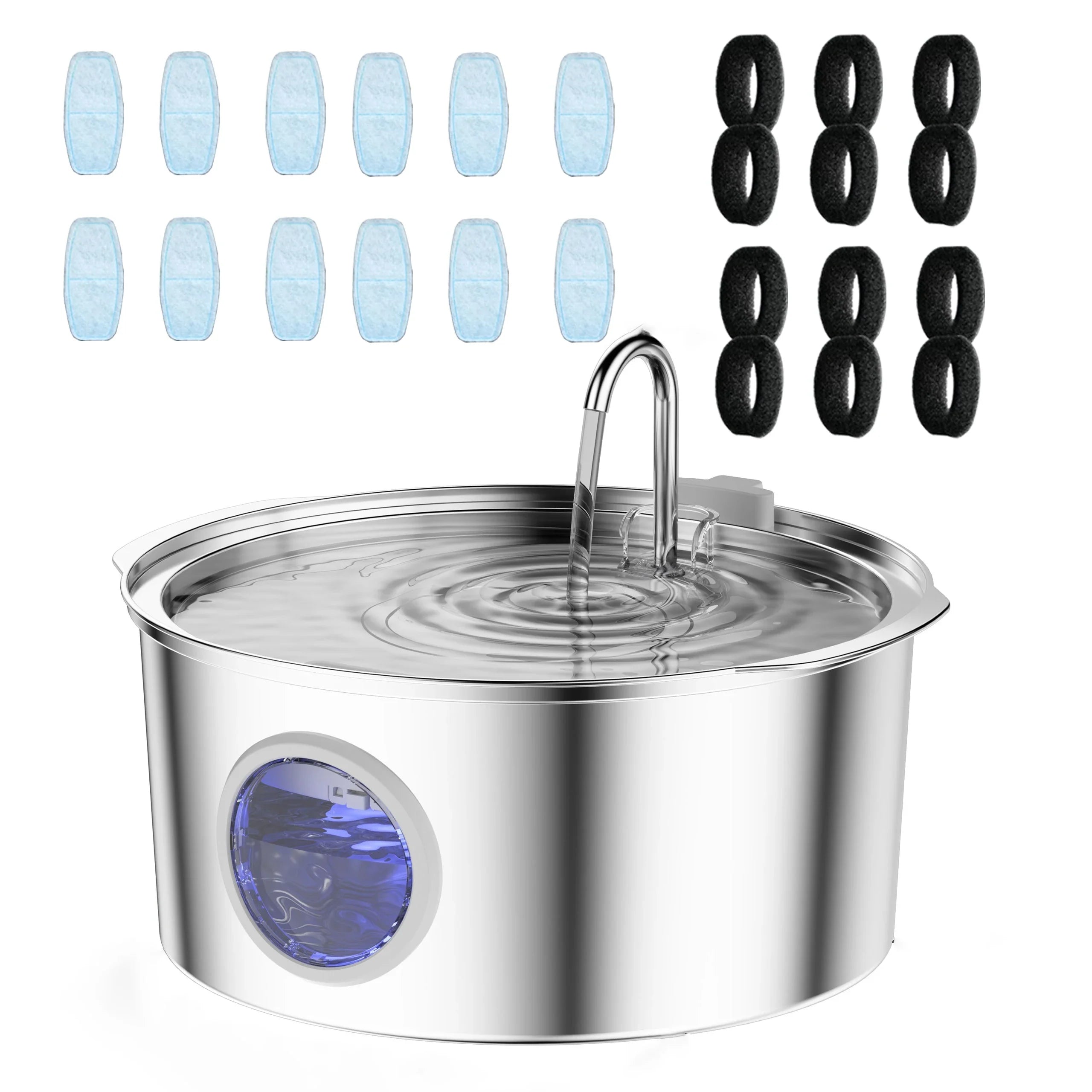 7L Large Capacity Stainless Steel Cat Water Fountain Dog Pet Automatic Water Feeder