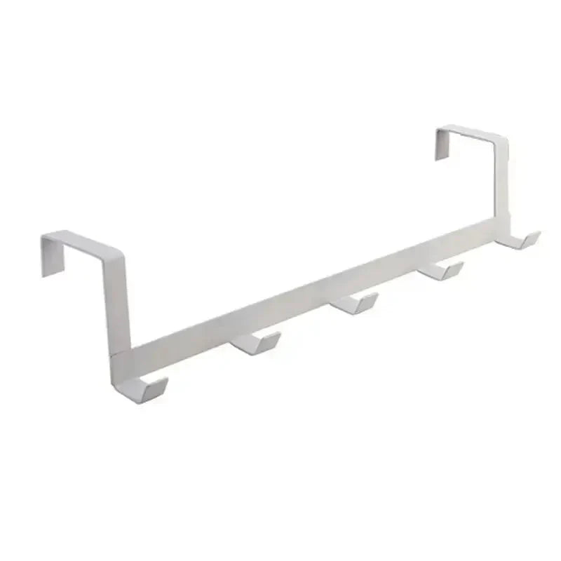5-Hook Over Door Organizer Rack - Heavy Duty Iron Bathroom Kitchen Coat Hanger for Home Storage