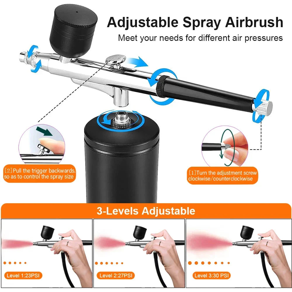 Portable Airbrush Nail Kit with Compressor - For Nails, Cake, and Crafts