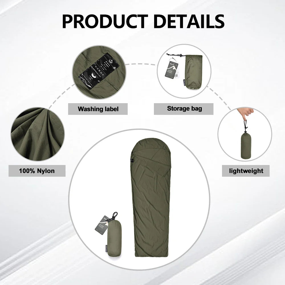 Outdoor Camping Sleeping Bag Liner Ultralight Mummy Sleeping Bag Backpack Liner Single Person Travel  Sleeping Bag