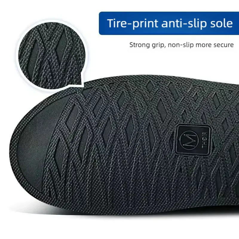 Black Waterproof Rain Boot Shoe Covers with Reflector – High-Top Bike & Motorcycle