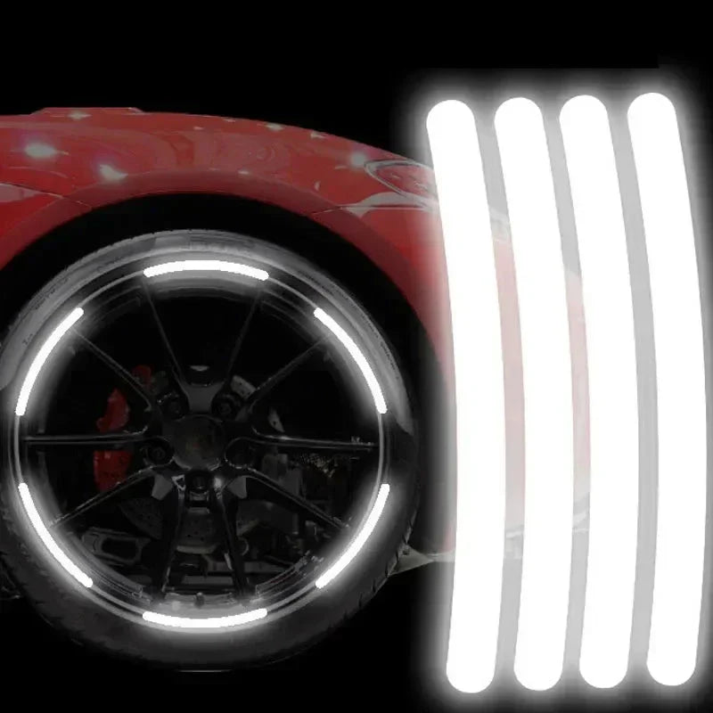 Car Wheel Hub Reflective Stripes - Safety Tire Warning Stickers for Night Driving