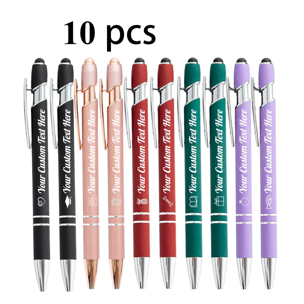 10-100 Customized Ballpoint Pen with Stylus Tip Print Name Logo Metal Pen for Business Graduation Birthday Anniversary Gift Pen