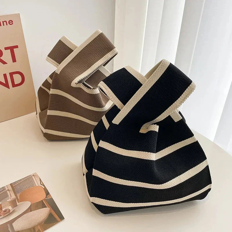 Handmade Knitted Women’s Small Handbag – Casual Mini Tote Wrist Bag