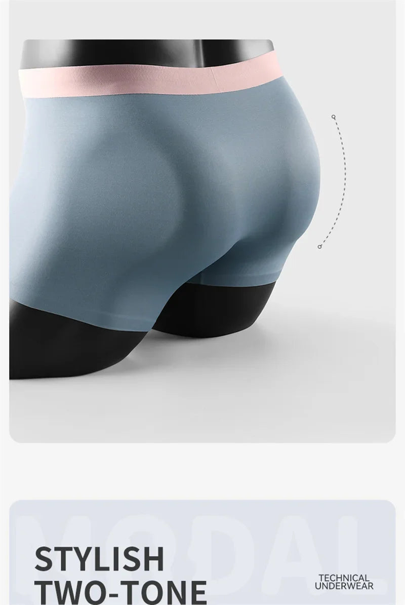 3Pcs 100% Cotton Silk Crotch Men's Antibacterial Boxers