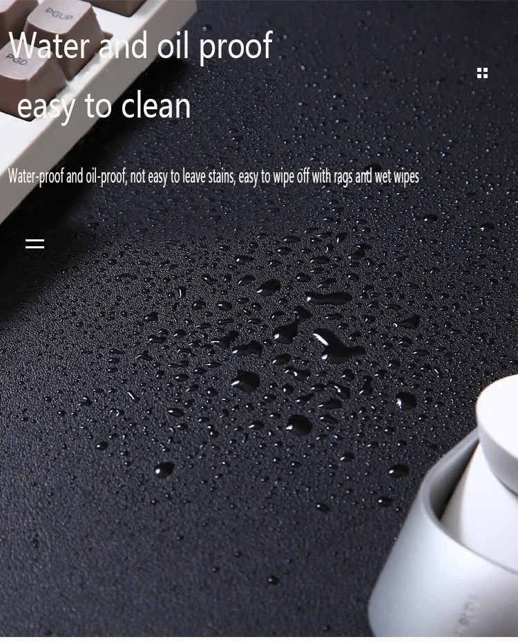 Large White PU Leather Mouse Pad – Waterproof Non-Slip Gaming Desk Mat for Keyboard & Computer Setup
