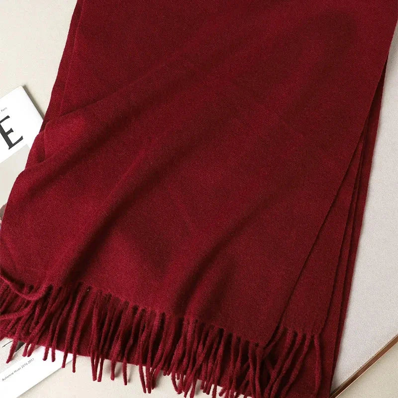 62-Color Winter Cashmere Scarf – Warm Tassel Pashmina Wrap for Women