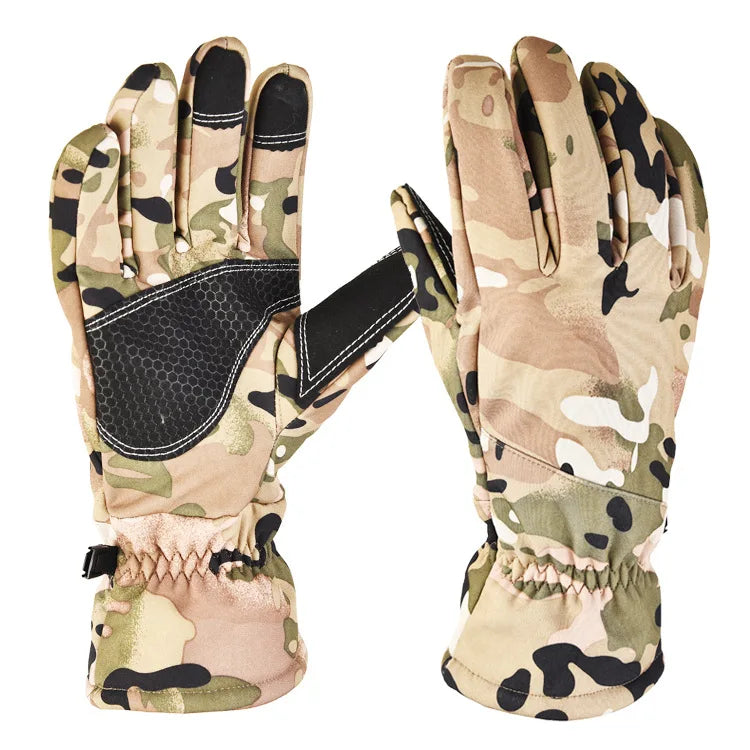 Men Women Winter Tactics Outdoors Camouflage Thickened Ski Gloves Waterproof Touch Screen Skiing Camping Cycling Fishing Glove
