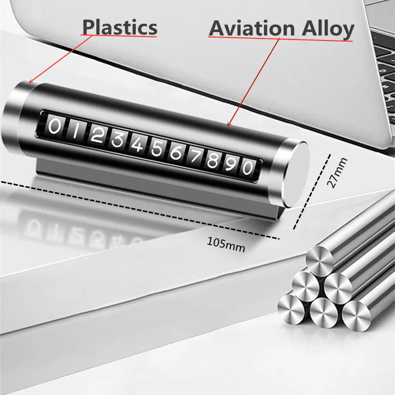 Car Temporary Parking Number Plate Black/Silver/Blue Aluminium Alloy Material Roller Adjustable Car Parking Plate Car Supplies