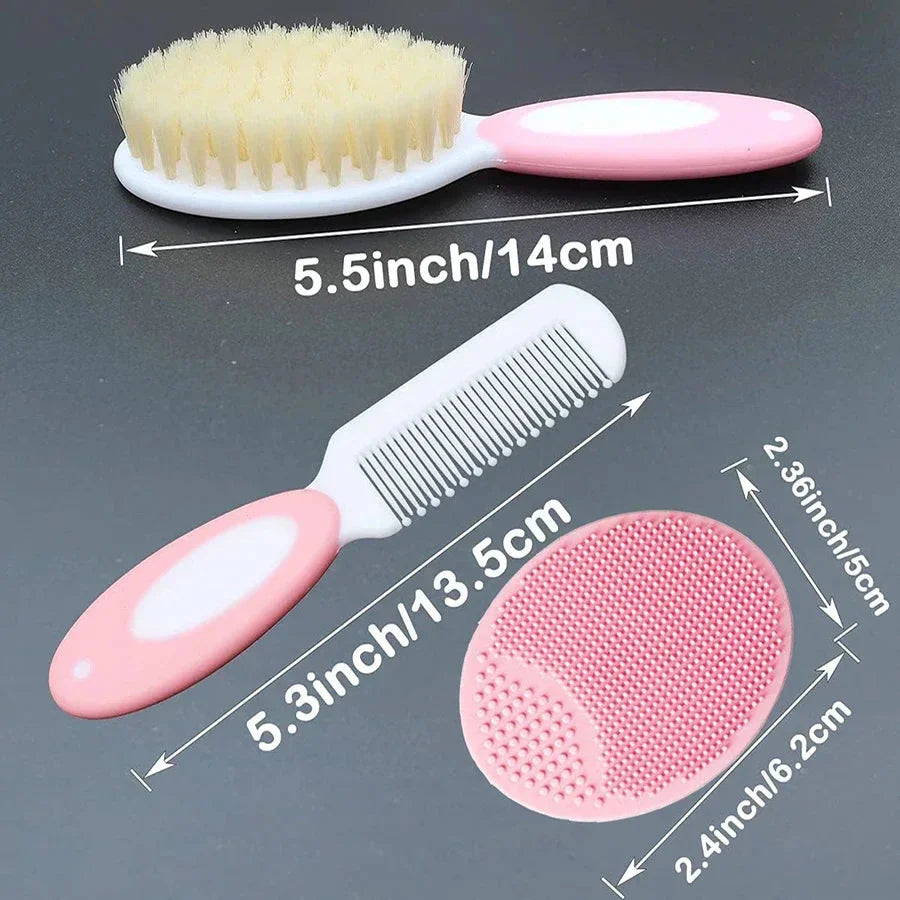 Baby Hair Brush Set – Soft Silicone Bristle Comb for Newborns