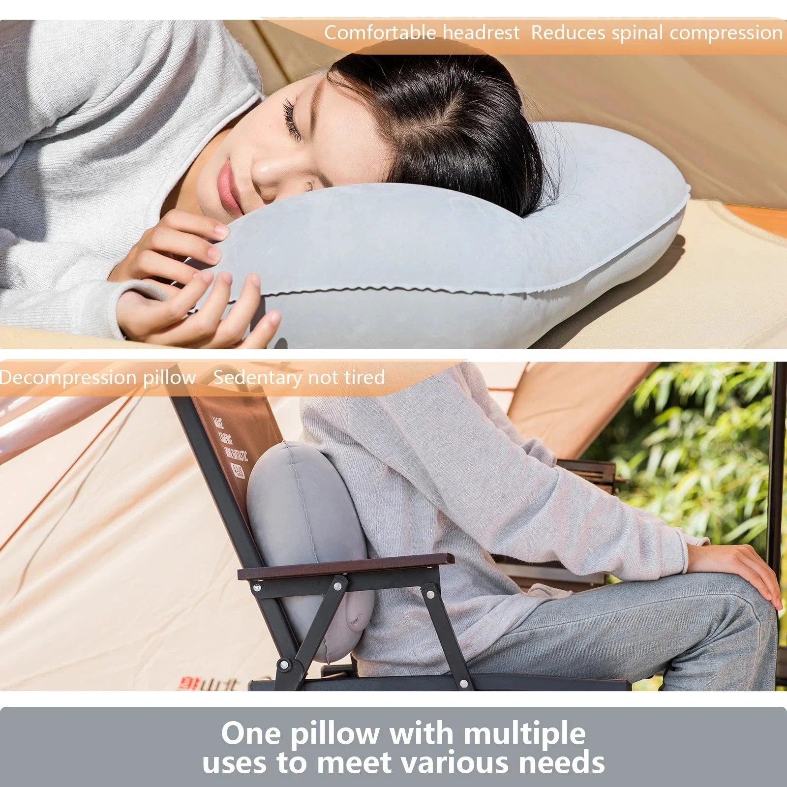Ultralight Camping Inflatable Pillow – Portable Air Travel Pillow for Neck & Lumbar Support