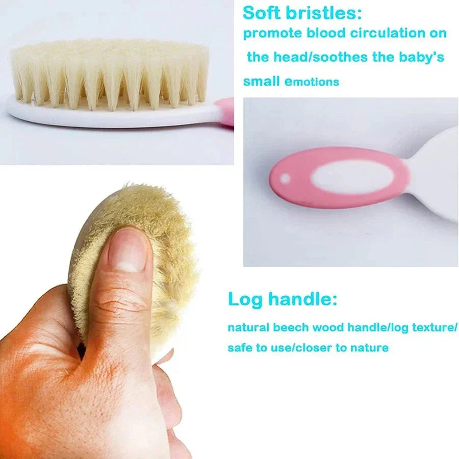 Baby Hair Brush Set – Soft Silicone Bristle Comb for Newborns