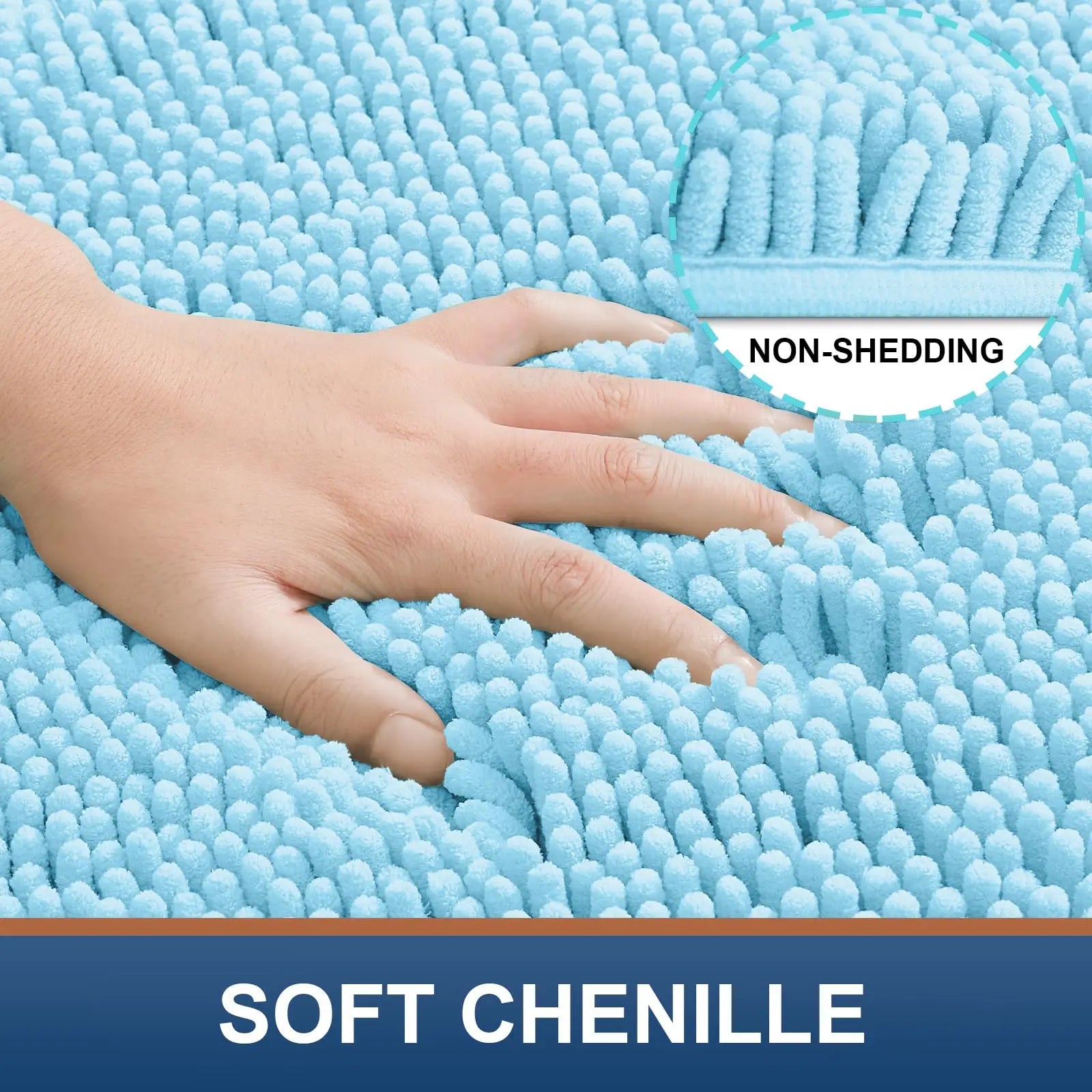 Chenille Bath Kitchen Living Room Shower Mats Resist Dirt & Absorbent Machine Wash
