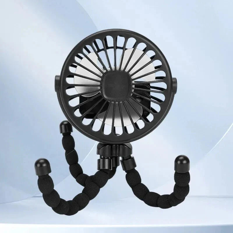 Multifunctional Stroller Mini Fan with USB Charging & Phone Holder