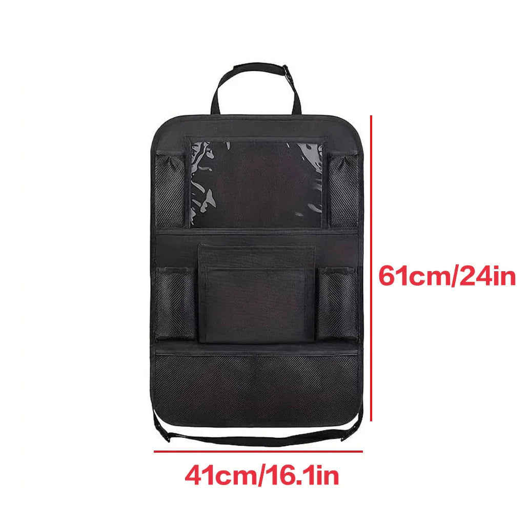 Black Multi-Grid Car Seat Back Storage Bag Organizer