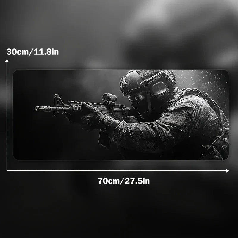 Tactical Soldier XXL Gaming Mouse Pad – Non-Slip Rubber Desk Mat with Stitched Edges & Lycra Surface for FPS Gamers
