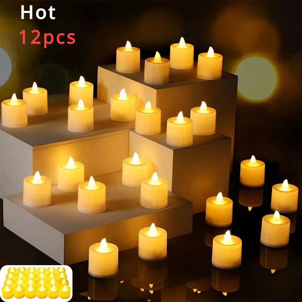 1/6/12Pcs Flameless LED Tea Light Candles – Battery-Powered, Safe, and Reusable for Weddings, Parties, and Home Décor