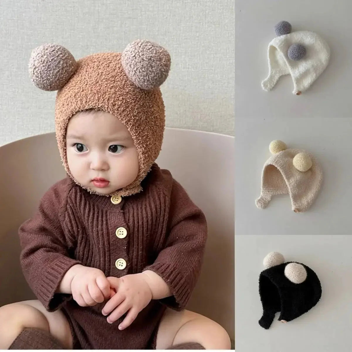 Cute Winter Kids Hats for Girls & Boys Soft Wool Fleece Ear Protection