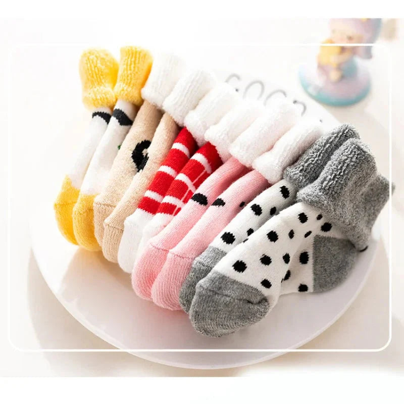 5 Pairs Baby Socks Warm Cartoon Floor Socks for Newborn Toddlers