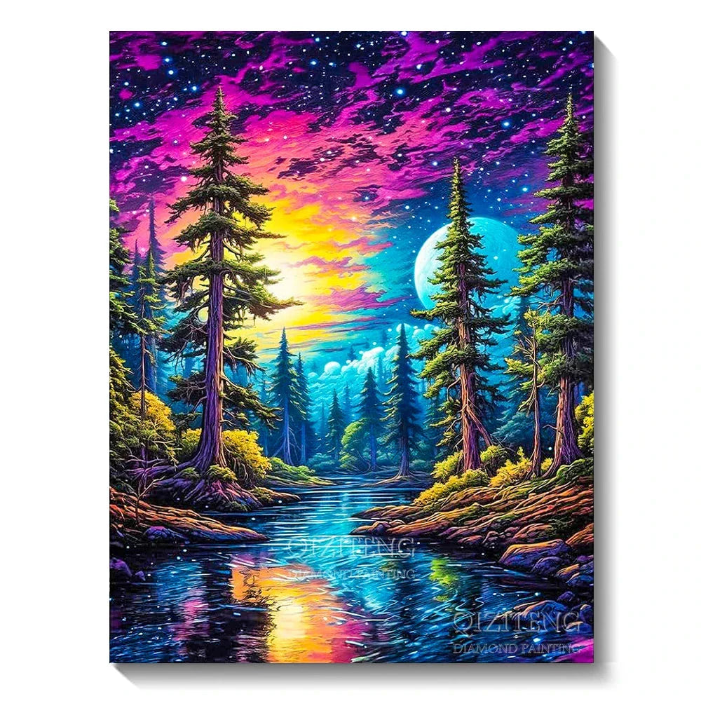 5D Diamond Painting Kit - Aurora Landscape Mosaic, Full Round Drill for DIY Home Decor