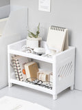 PP Desktop Double Layer Storage Rack – White Organizer for Desk