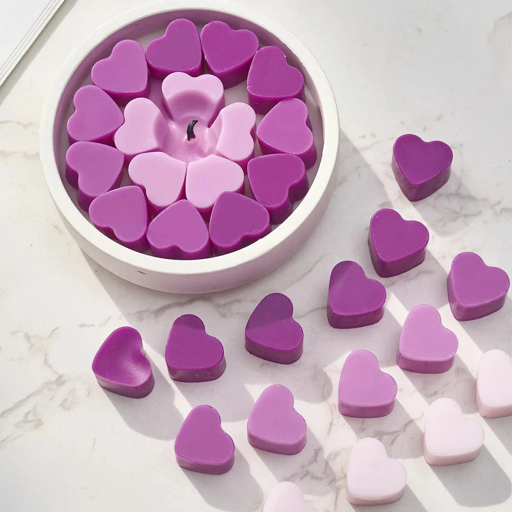 55-Cavity Heart Silicone Candle Mold – DIY Valentine’s Candle, Wax Melt & Chocolate Mold for Love Crafts, Baking & Party Gifts