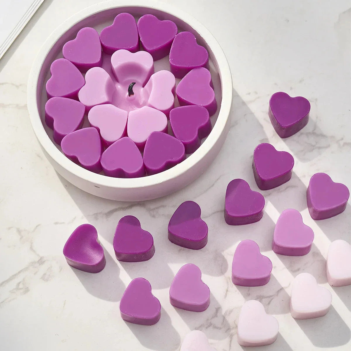 55-Cavity Heart Silicone Candle Mold – DIY Valentine’s Candle, Wax Melt & Chocolate Mold for Love Crafts, Baking & Party Gifts