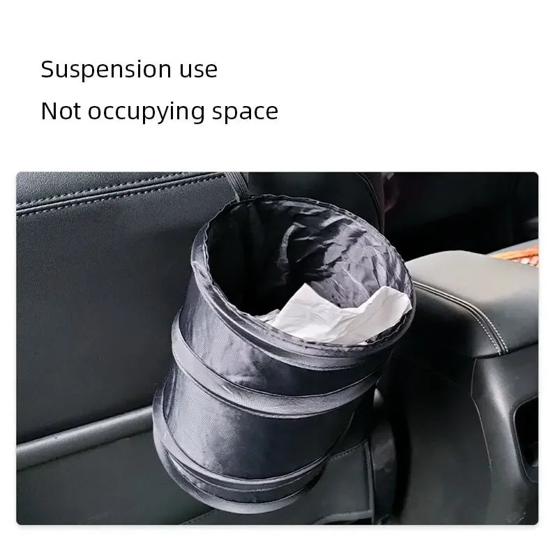 Car Trash Can Portable Durable Foldable Hanging Car Storage Bucket Chair Back Oxford Cloth Storage Bag Trash Can 1pc