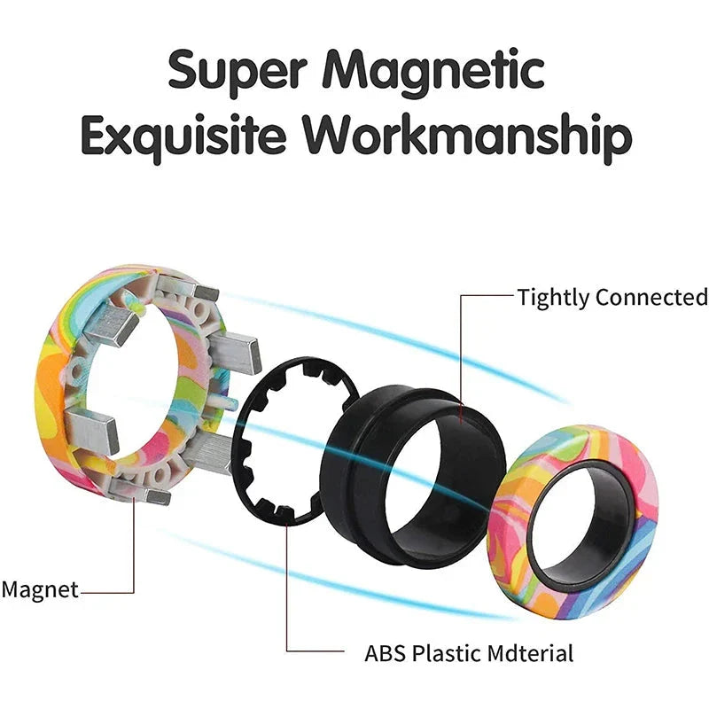 Magnetic Spinner Rings Fidget Toy Set – 3PCS Anti-Stress Magnetic Rings for Anxiety Relief and Focus