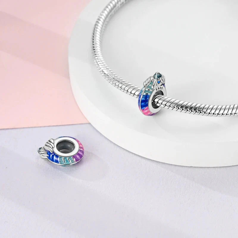 100% 925 Sterling Silver Rainbow Zircon Butterfly Dragon Silicone Stopper Charms - Colorful Beads for DIY Bracelets, Customizable Jewelry for All Occasions