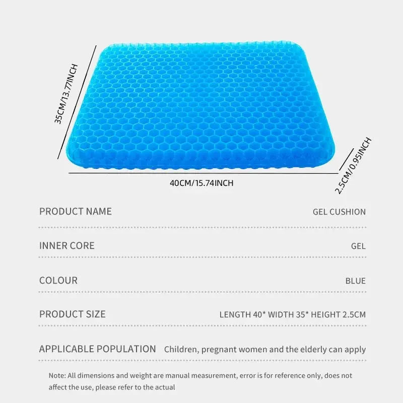 Gel Seat Cushion – Honeycomb Design for Back, Tailbone & Pressure Relief