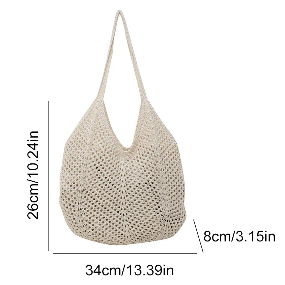 Women’s Knitted Shoulder Bag – Large Capacity Crochet Tote Handbag