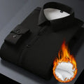 Men's Autumn Winter Long Sleeve Shirts Warm Fleece Stretch Shirt