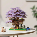 Pink cherry tree house building micro-particle building block classic model girl series difficult assembly toys