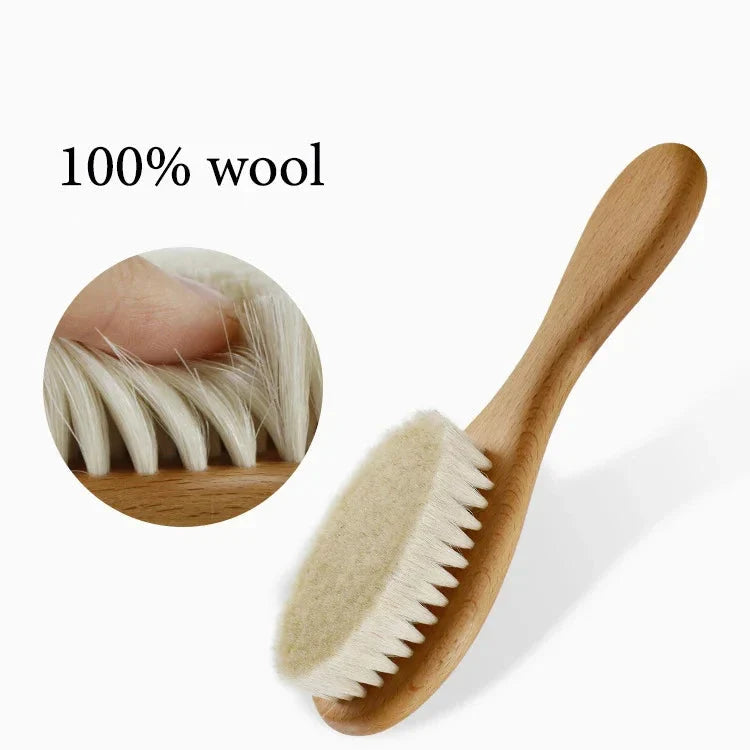 Personalized Wooden Baby Brush – Custom Name Wool Comb for Kids