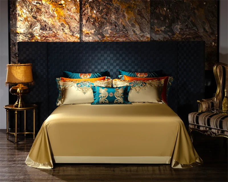 4/6/9Pcs Royal Gorgeous European Palace Embroidery Bedding Set Egyptian Cotton Duvet Cover Bed Sheet Pillowcases