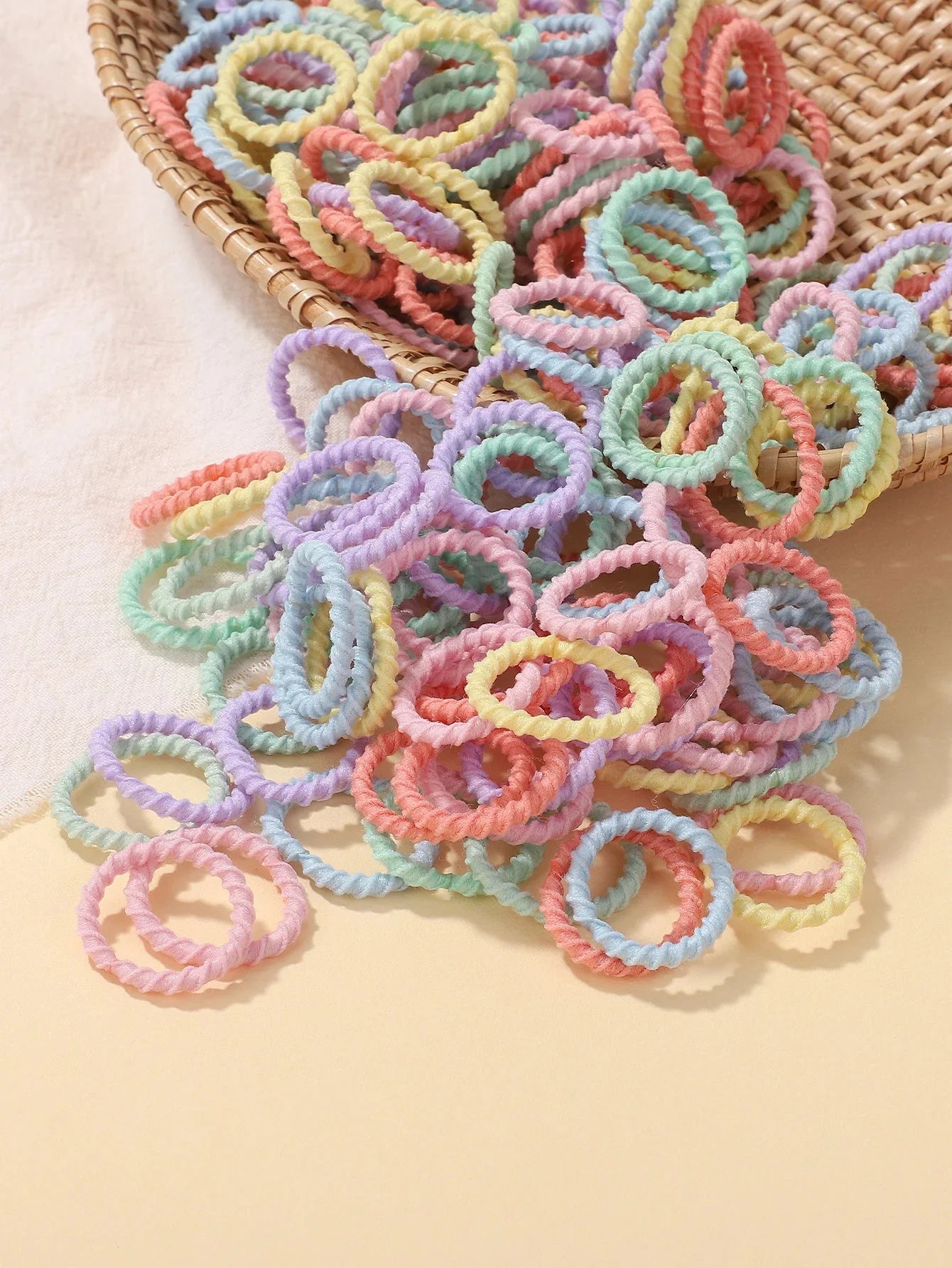 100pcs Kids Rubber Bands – Colorful Hair Scrunchies for Toddlers
