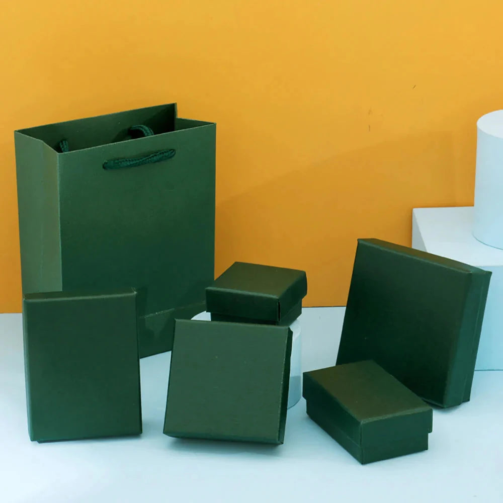 Luxury Jewelry Gift Box Set – White & Dark Green Case