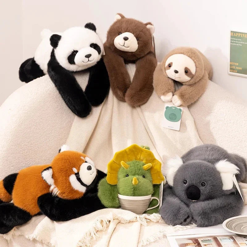 Kawaii Forest Animal Plush – Soft Raccoon, Dinosaur, Sloth, Panda Toy