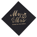 100PCS Mr&Mrs Wedding Paper Napkins Disposable 3-PLY 10inch Bronzing Cocktail Beverage Dessert Napkins for Wedding Anniversary