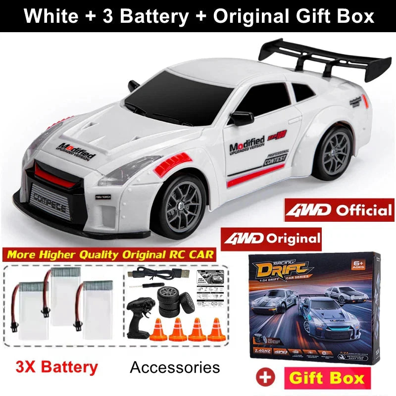 4WD Remote Control Drift Car - 1:24 Scale High-Speed Racing Car, 2.4G Radio, 20KM/H Mini RC Car for Boys & Teens