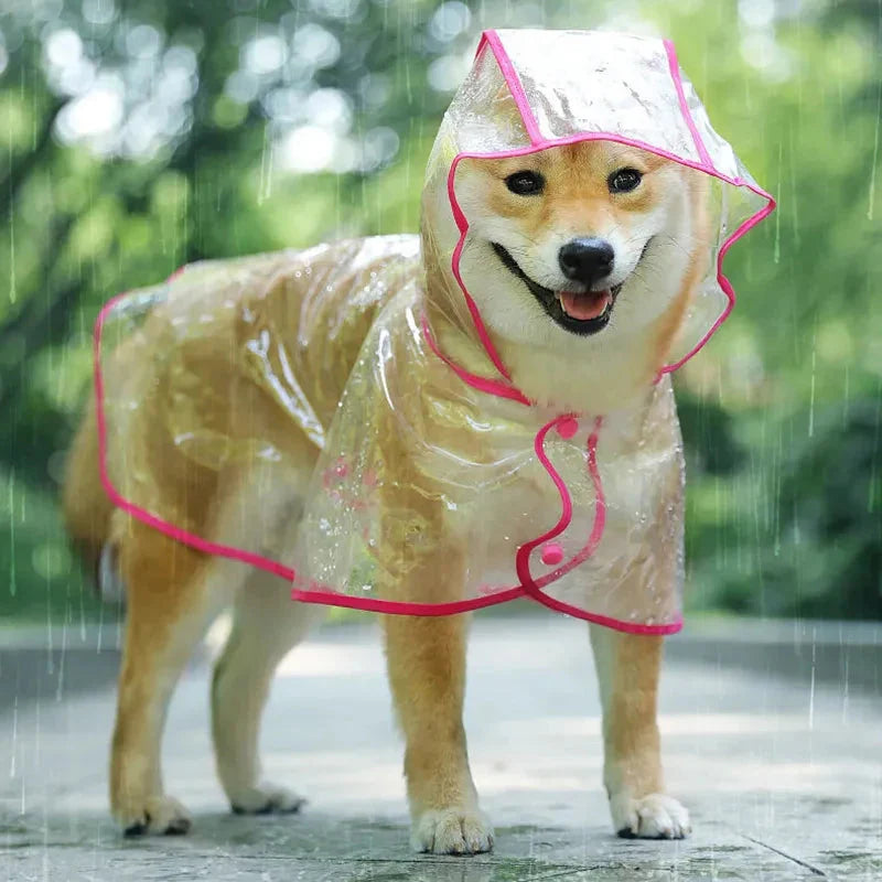 Transparent Dog Raincoat – Waterproof Hooded Pet Rainwear Jacket for Small Dogs